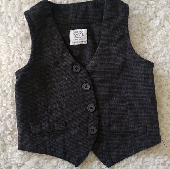 Carter's Dressy Infant Boy Vest Dark Gray Tuxedo 12 Months Size - Picture 7 of 16